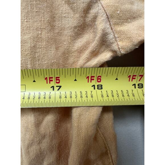 Golden Yellow Sunshine Dopamine 100% Linen Tee Cropped Shirt Vacation Natural - Picture 8 of 10